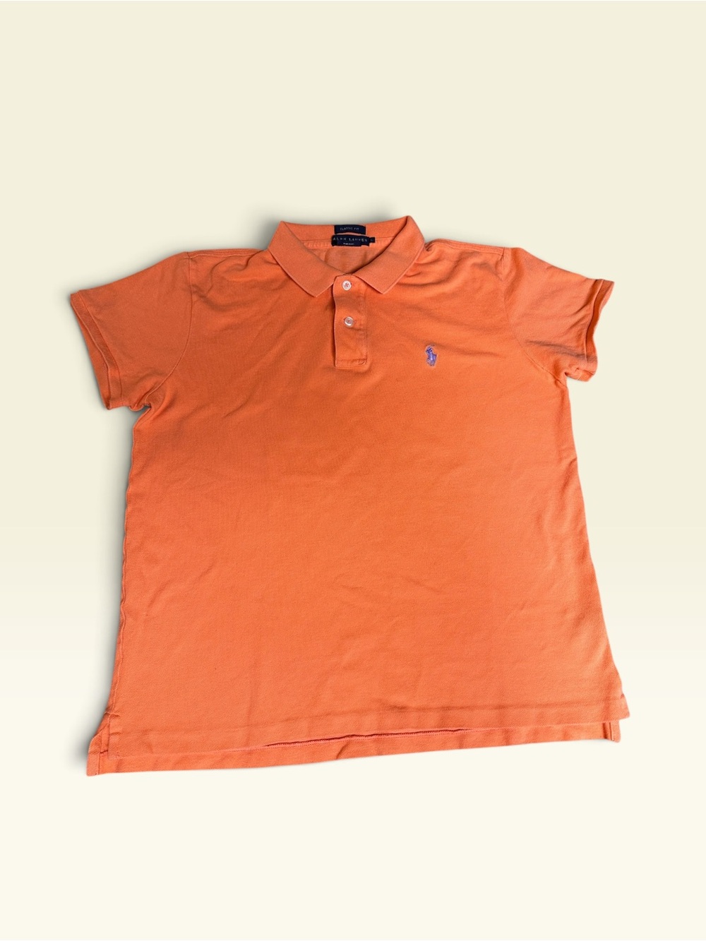 Ralph Lauren Polo Shirt Womens Large Peach Orange Lilac Classic Fit Preppy Y2K